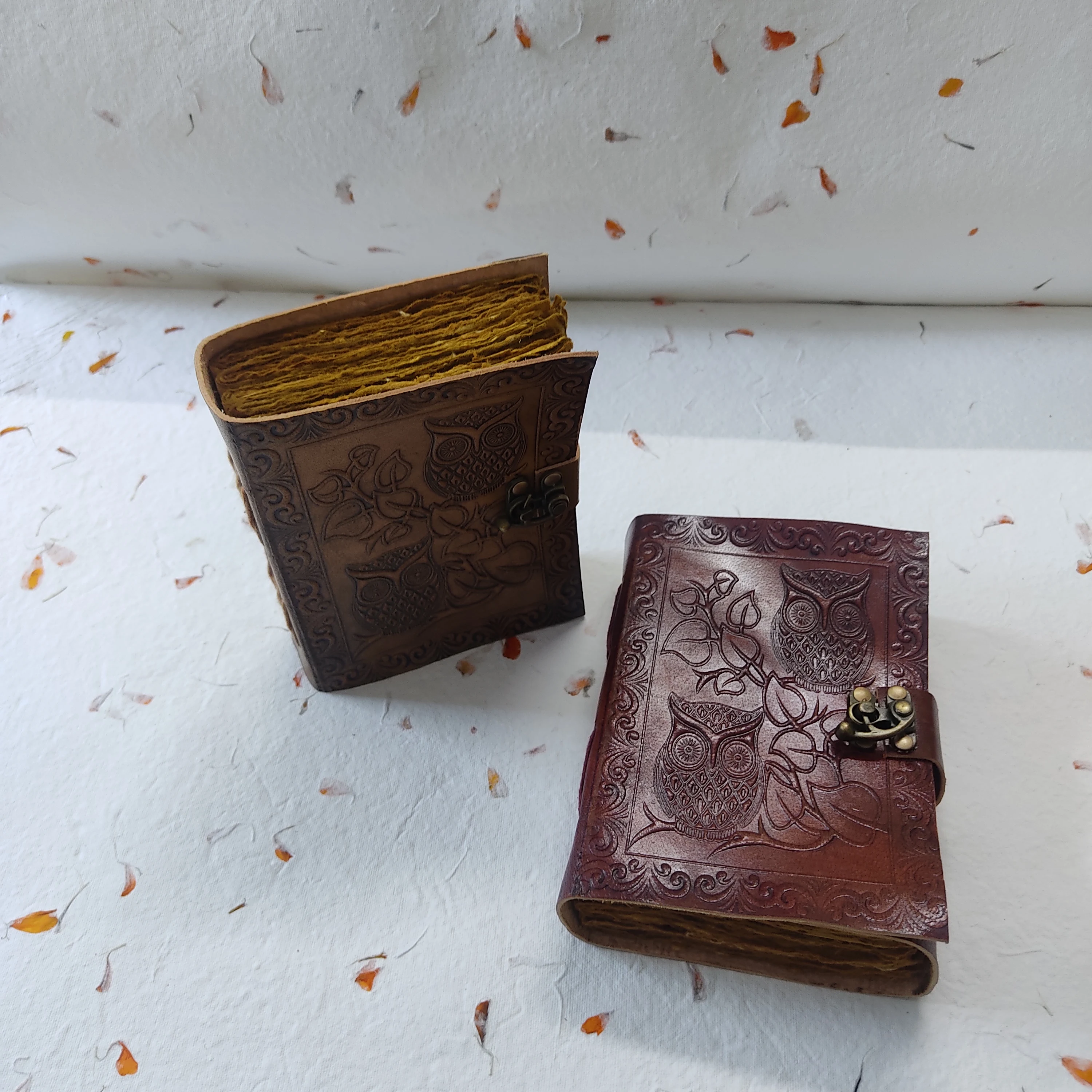 Owl Embossed Vintage Journal Leather Handmade Deckle Edges Paper Notebook Good Quality Best Price Wholesale Bound Journal Sale