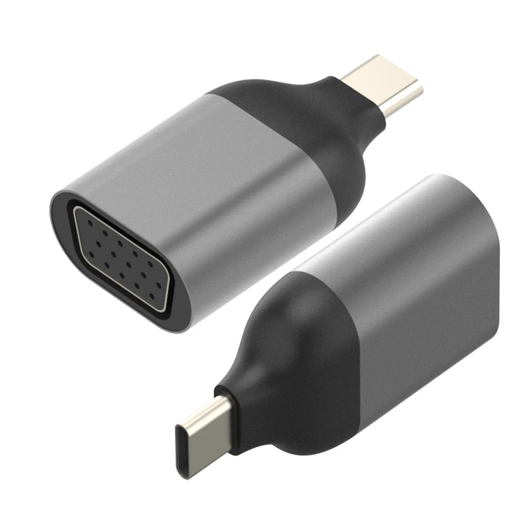 1080P Full HD Resolution USB C Port Convert to VGA Port Adapter for Projectors Type-C to VGA Dongle