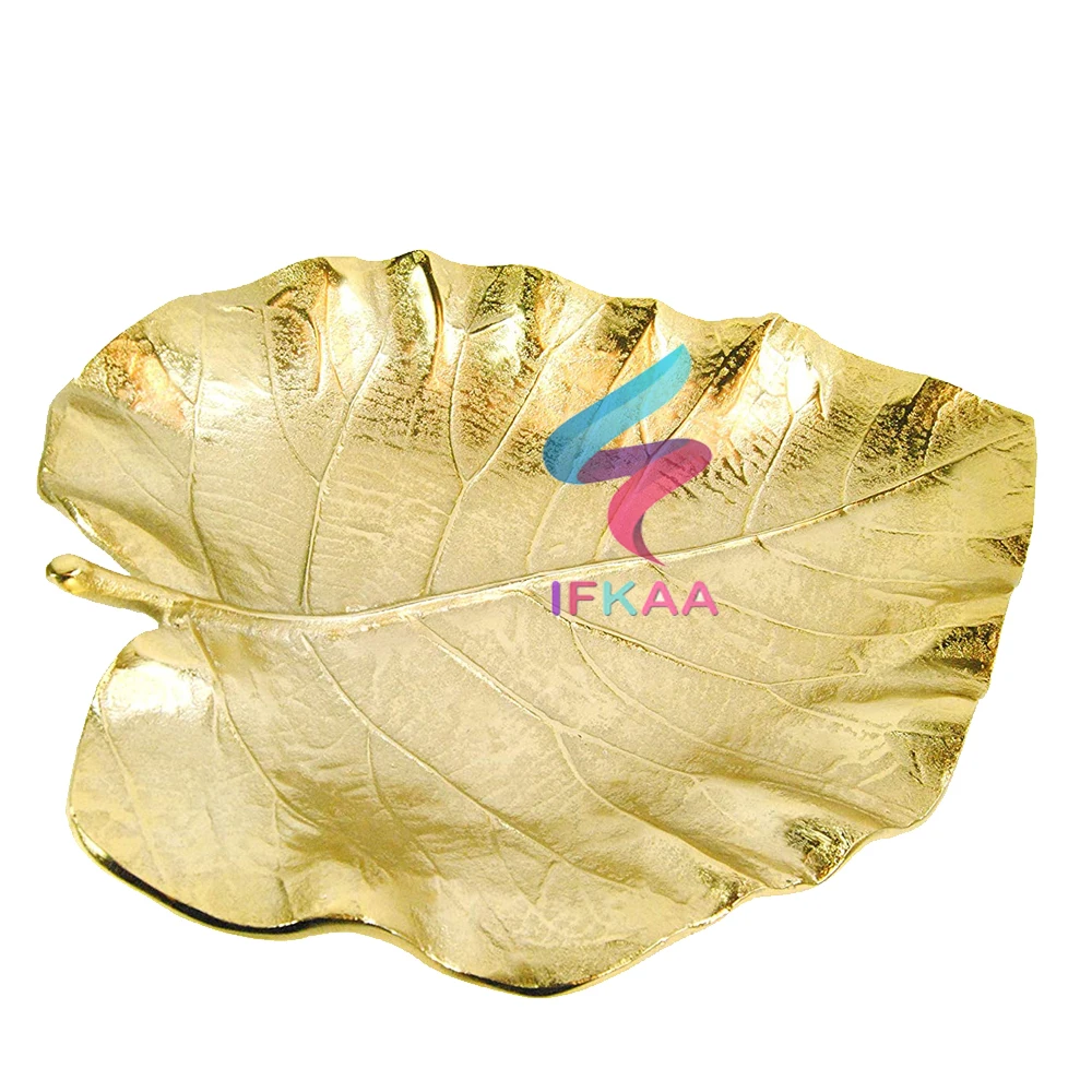 Metal Leaf Designer Serving Tableware Bowl Gold Dishes Salad Bowl Tableware Dinnerware Food Contact Safe Home Hotel Restaurant
