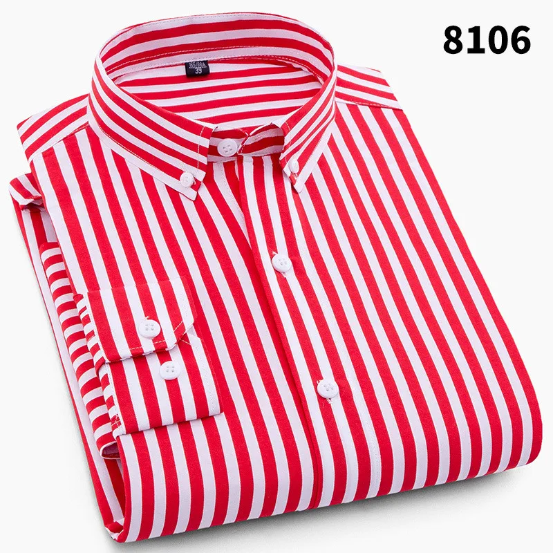 Casual Mens striped Polyester long sleeve shirt Business T shirts