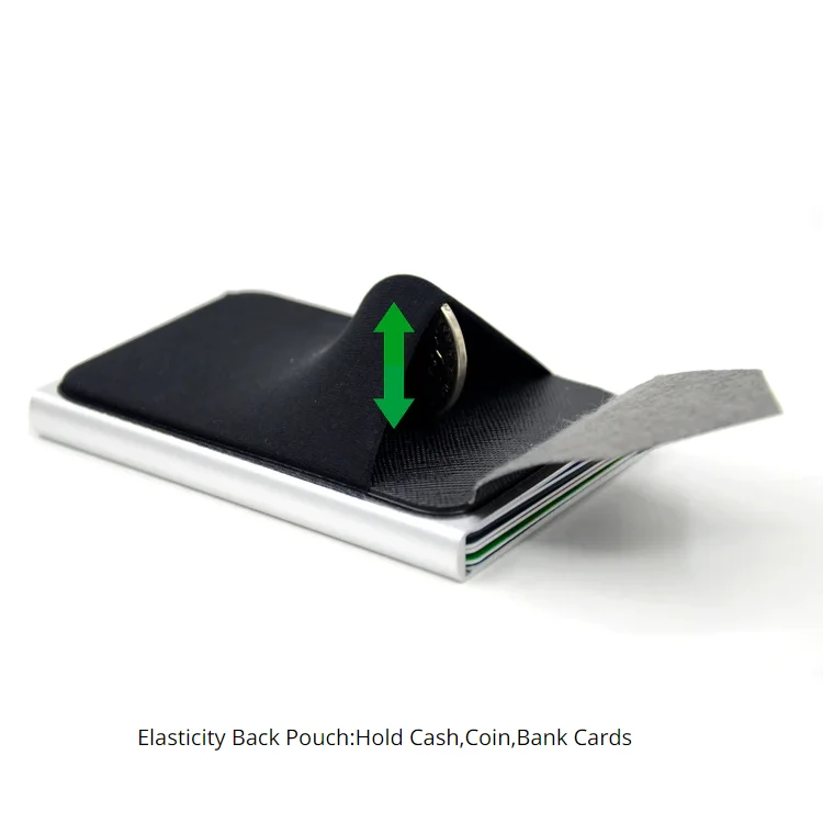 YY Slim Aluminum Wallet Elasticity Back Pouch ID Credit Card Holder Mini RFID Wallet Automatic Pop up Bank Card Case