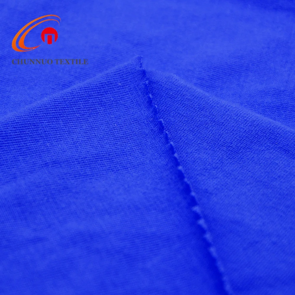 Good Stretch 96%Polyester 4% Spandex  Poly Spun Solid Dyed Single Jersey Knitted Fabric For T-shirt
