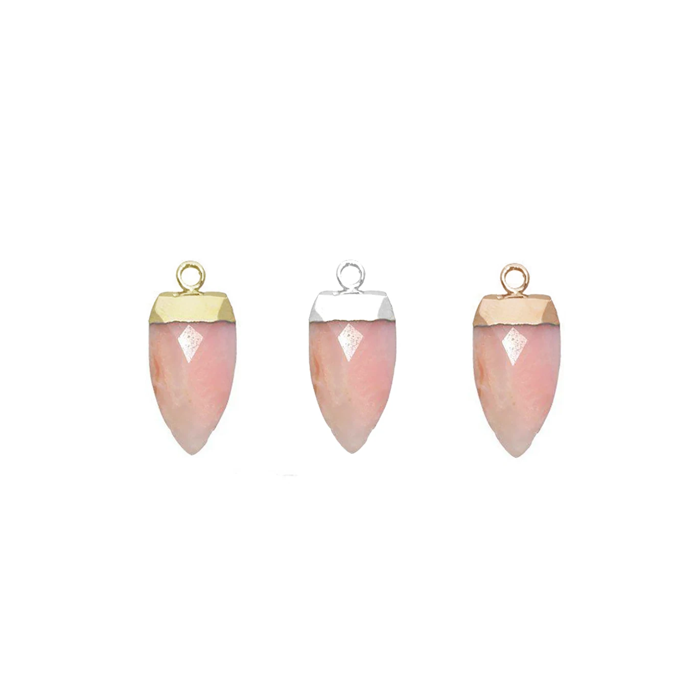 Pink Opal Gemstone Gold Electroplated Half Marquise Shape Pendant Jewelry GH-19