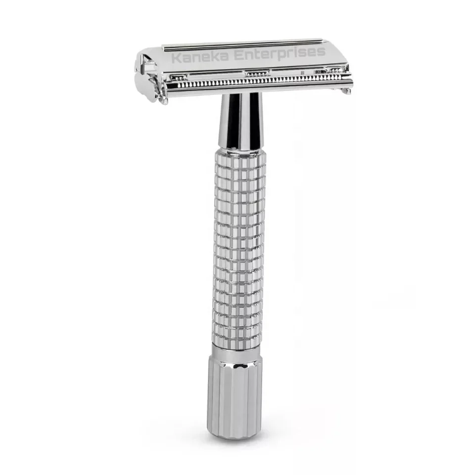Twist to open safety razor double edge blade mens shaving silver color butterfly safety razor