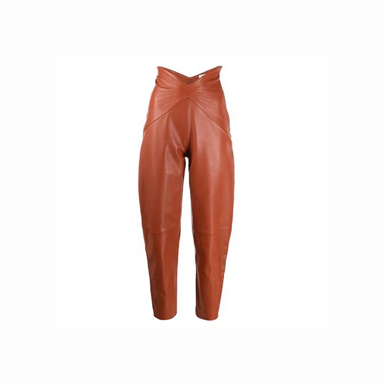 Оптовая продажа Новое поступление 2021 зимние женские кожаные брюки с высокой эластичной талией по низкой цене
