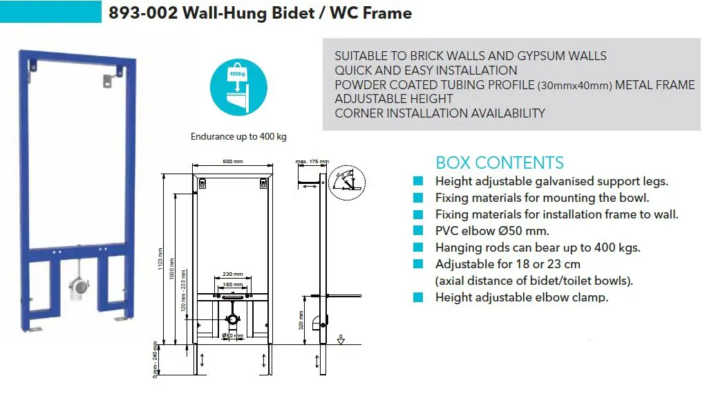 WALL-HUNG BIDET / WC FRAME
