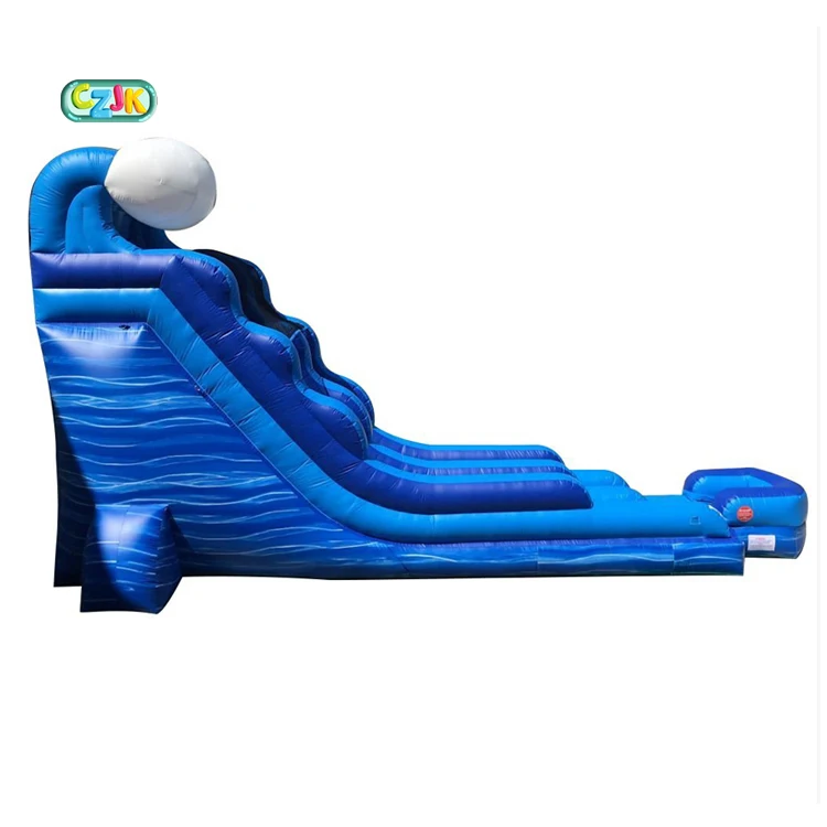 monster tsunami 30ft beach tall blue wild rapid the three successive shock double tidal wave inflatable water slide waterslide