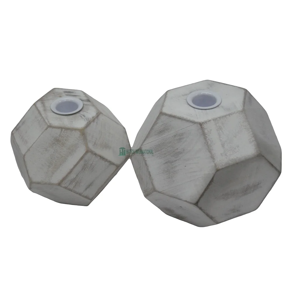Fancy White Wooden Candle Holders - Mini Vintage Wooden Candle Stands - Antique Decorative Candle Holders - Handmade Wholesale