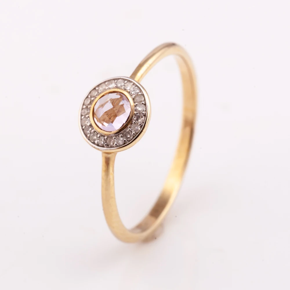 Natural amethyst with diamond 14K gold plated silver  925 with 14K gold plated factory price  from Thailand Manufacturer