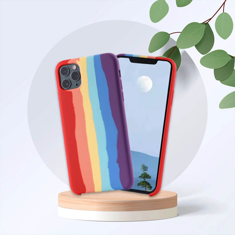 Новое поступление Радужный цвет силиконовый Жидкий чехол для телефона iPhone 11 Pro Max X XS XR 6 Plus 6S 7 8 защитный