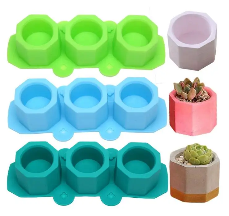 
Amazon POP3 Pack Mini Octagon Flower Pot Silicone Molds - Succulent Plant Planter Pot Mold Concrete Cement Plaster Molds 