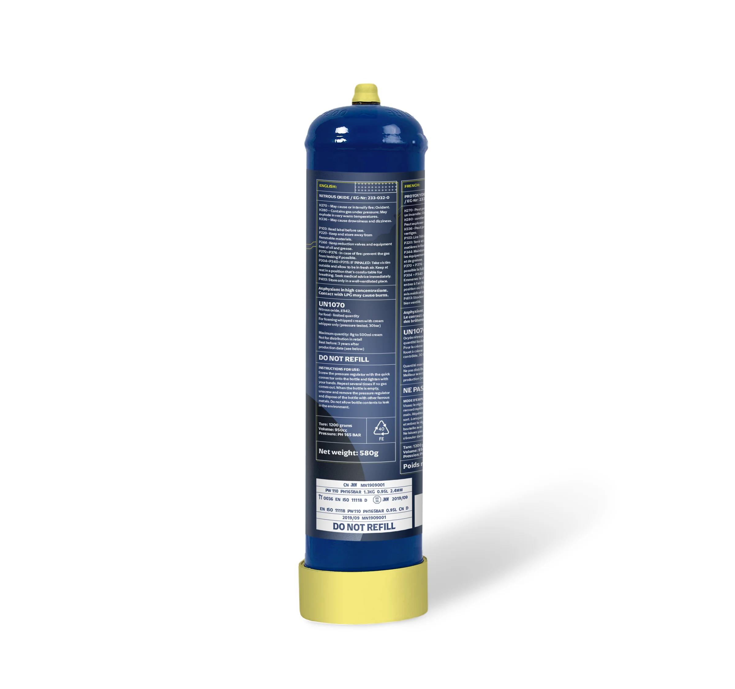 N2O крем зарядное устройство делюкс 0 58 кг одноразовый Smartwhip танк