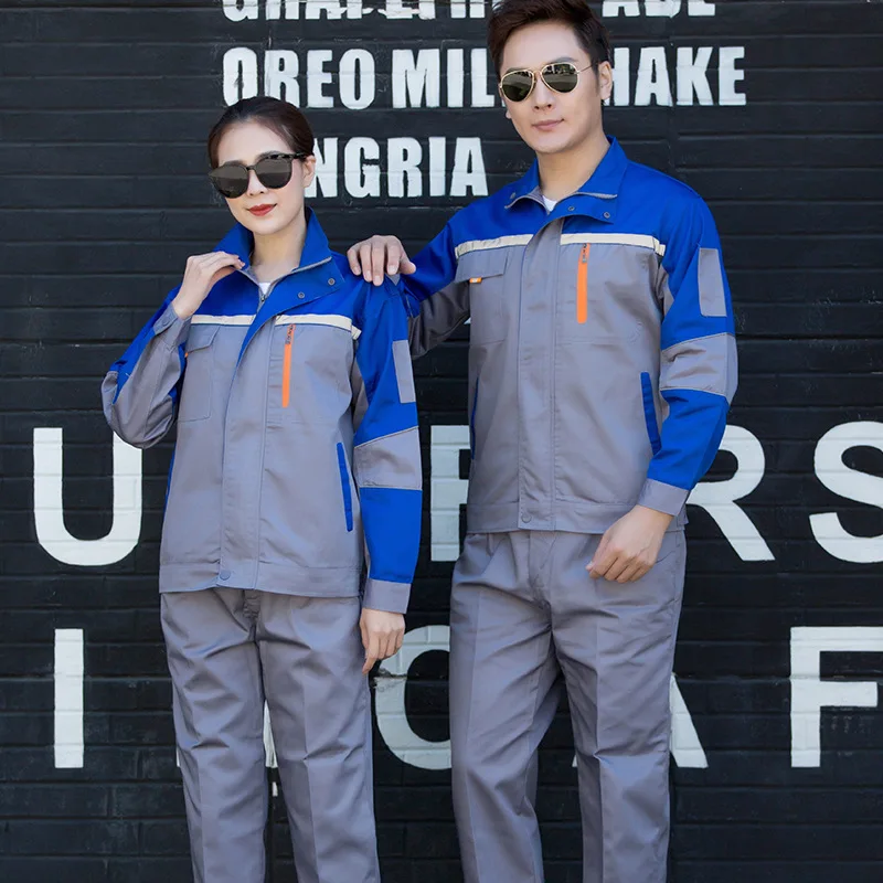 Рабочая одежда, мужской костюм с длинным рукавом на осень и зиму, износостойкая Светоотражающая полоса, рабочая одежда для рабочего цеха