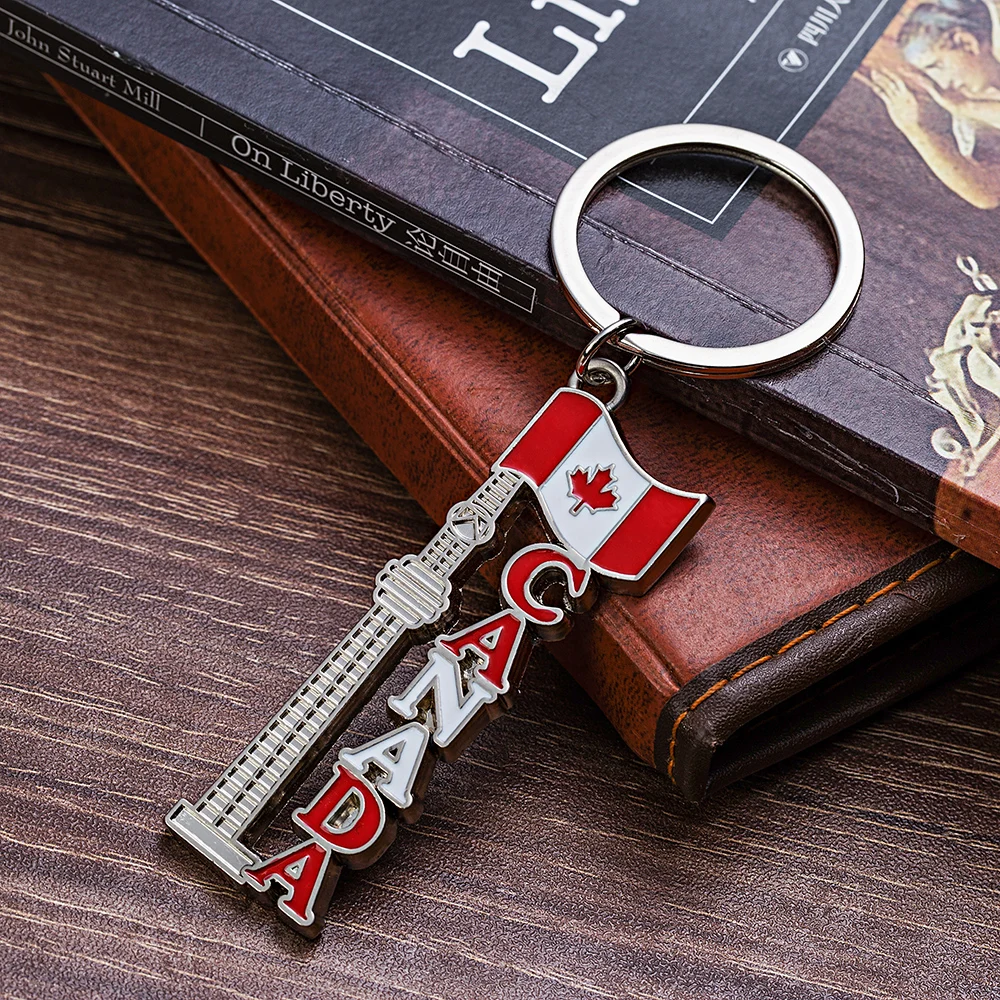 ZInc alloy enamel custom metal canada souvenir flag keychain