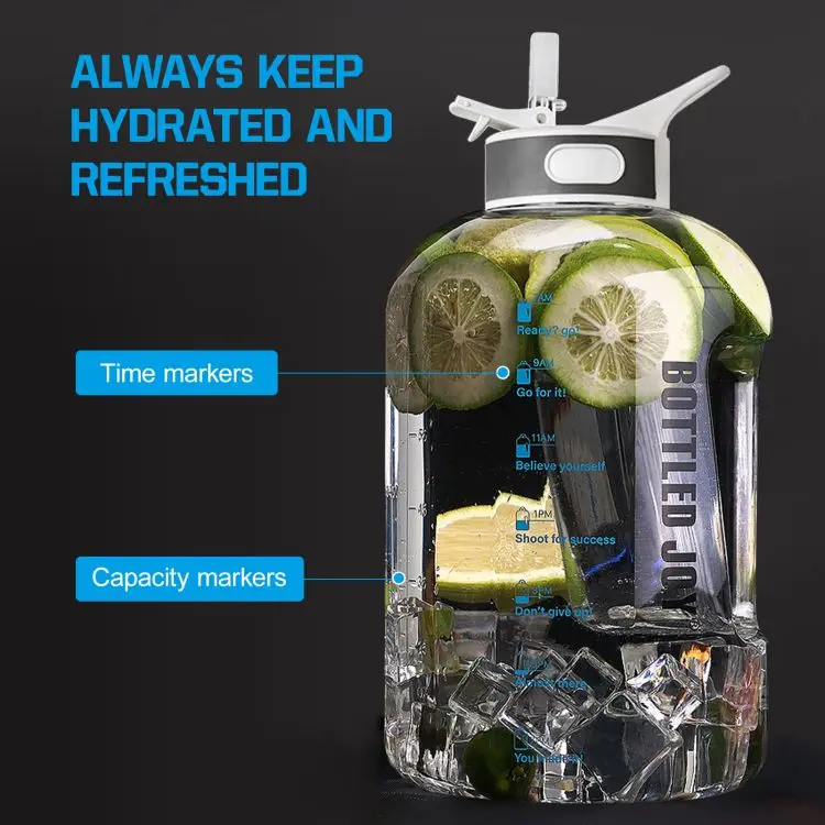 Custom Logo 1.5 L  2.5 L  3.78 L Camping Water Jug Kettle Gallon Gym Sport Plastic Motivational Water Bottle with Straw