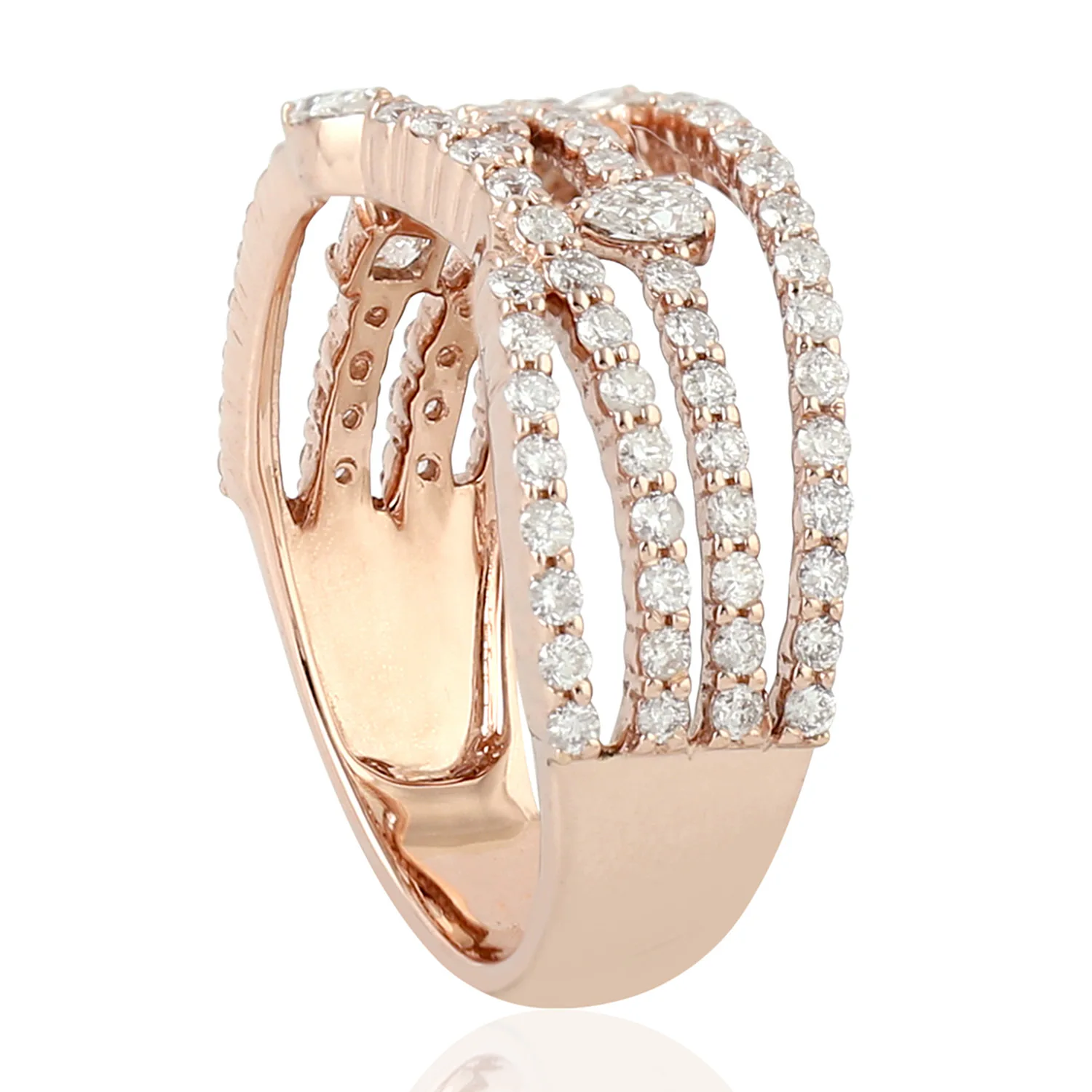 
18k Rose Gold Pave Diamond Band Ring Handmade Jewelry Supplier 