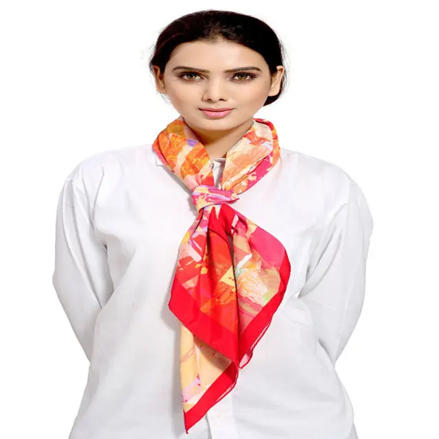 Custom Digital Printed Silk Scarves Italian Scarf Square Neck Scarves For Lady
