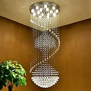 Modern Spiral Sphere Crystal Chandelier / Raindrop Spectacular Ceiling Light / Crystal Ball Pendant Lighting