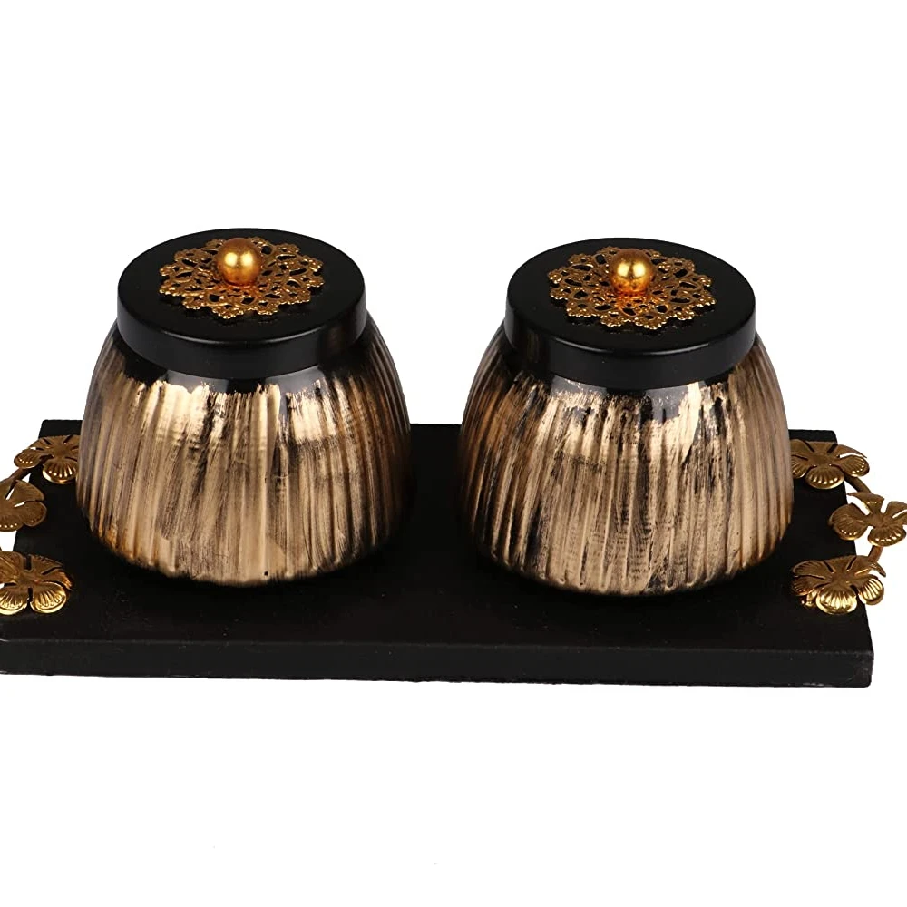 Set of Brass Serving Tray  and Bowl for Restaurant Luxury  Design Black color Brass  Metal Brass   Decorative Serving Tray