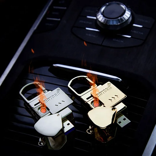 Wholesale Multifunction Rechargeable Electronic Windproof LED USB Keychain Cigarette lighter