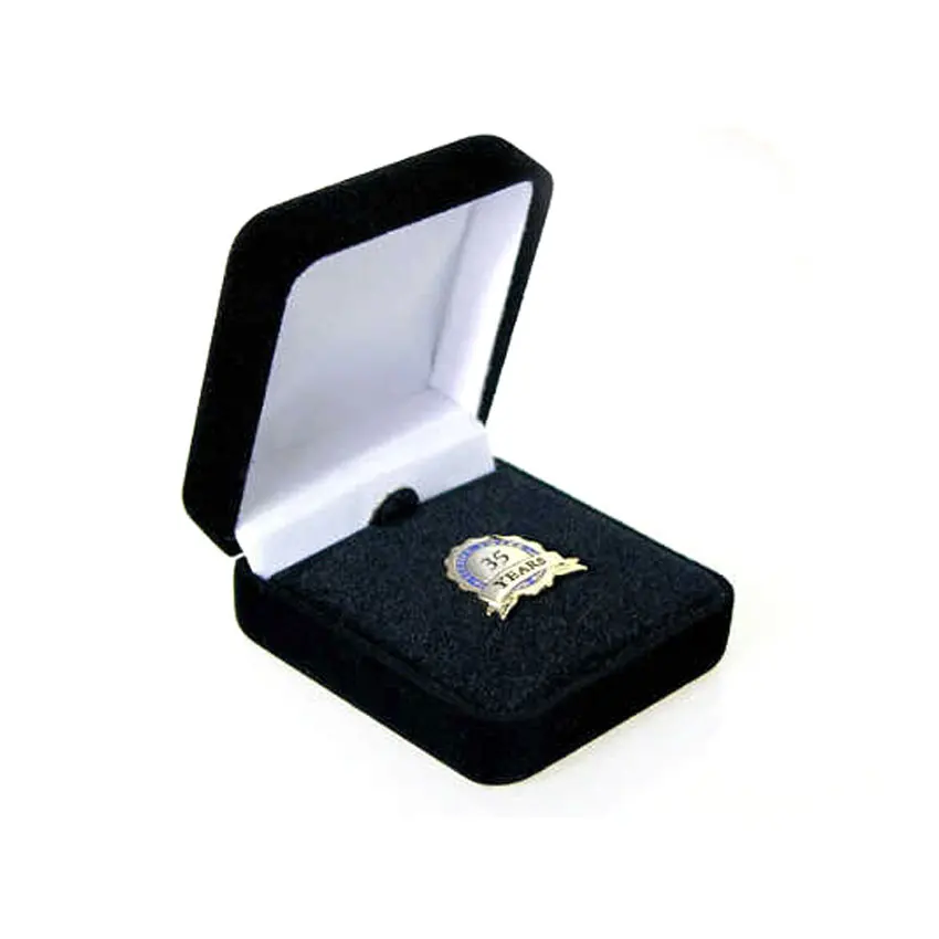 custom company anniversary service employee award velvet metal lapel pin gift box