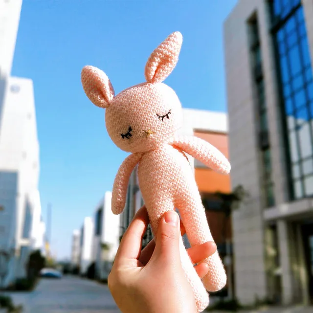 Newest Arrival Handmade Crochet Knit Toy Kids Little Rabbit Knitted Animal Doll Rabbit Stuffed Soft Plush Toy