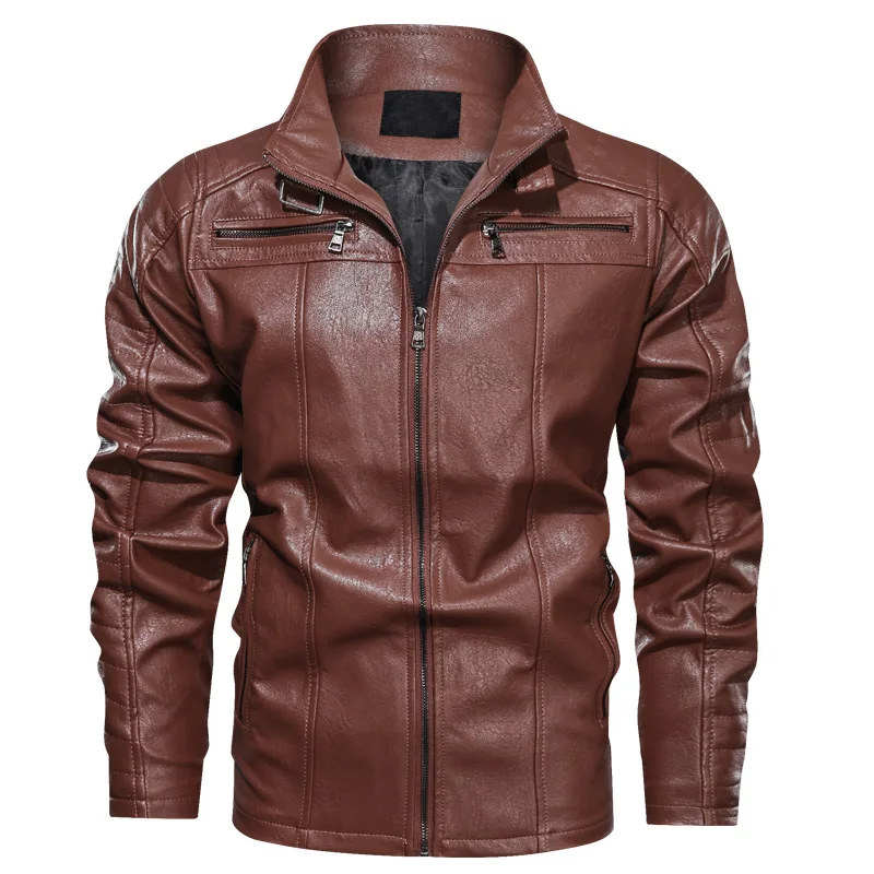 
2020 New Black PU Leather Jacket Plus Size Faux Leather Jacket Custom Design Wholesale Brown Leather Coat for Big and Tall Men 