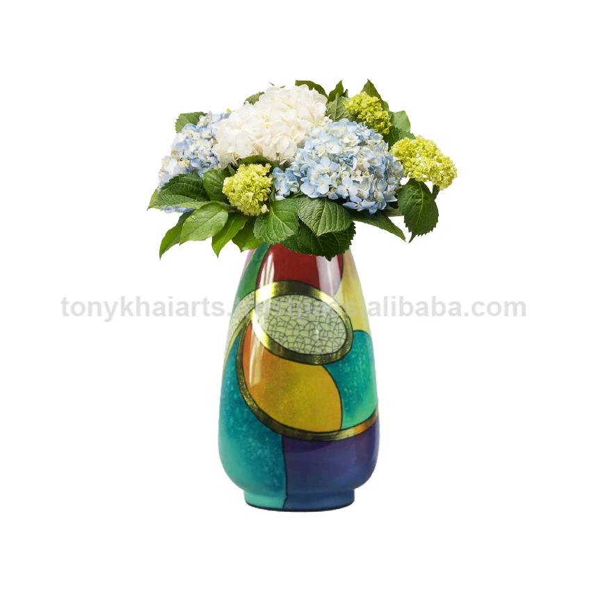 Glass Fiber Synthetic Resins Lacquer Flower Vase  LH- 017  Made In Vietnam