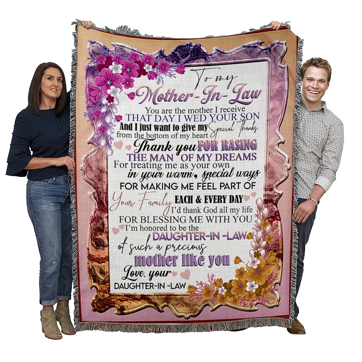 
To My Mother-in-law Woven Blanket Throw Woven Cotton Wholesale Drop Shipping 