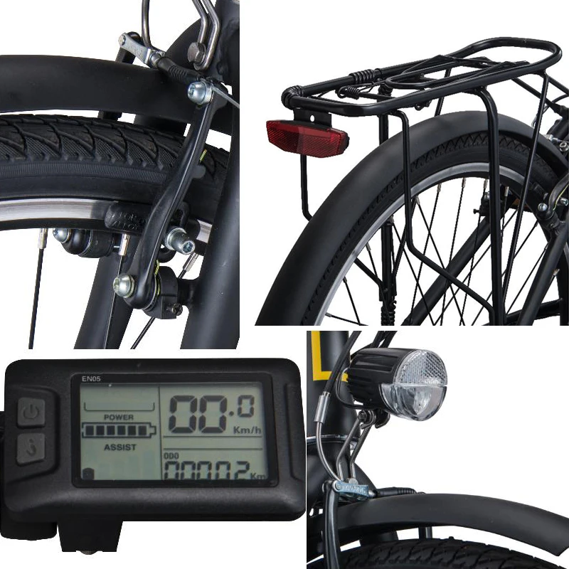 EU top trend 26inch electric city bike with 36v 250w pedal assist bici elettrica rear hubless motor electric commut bikes