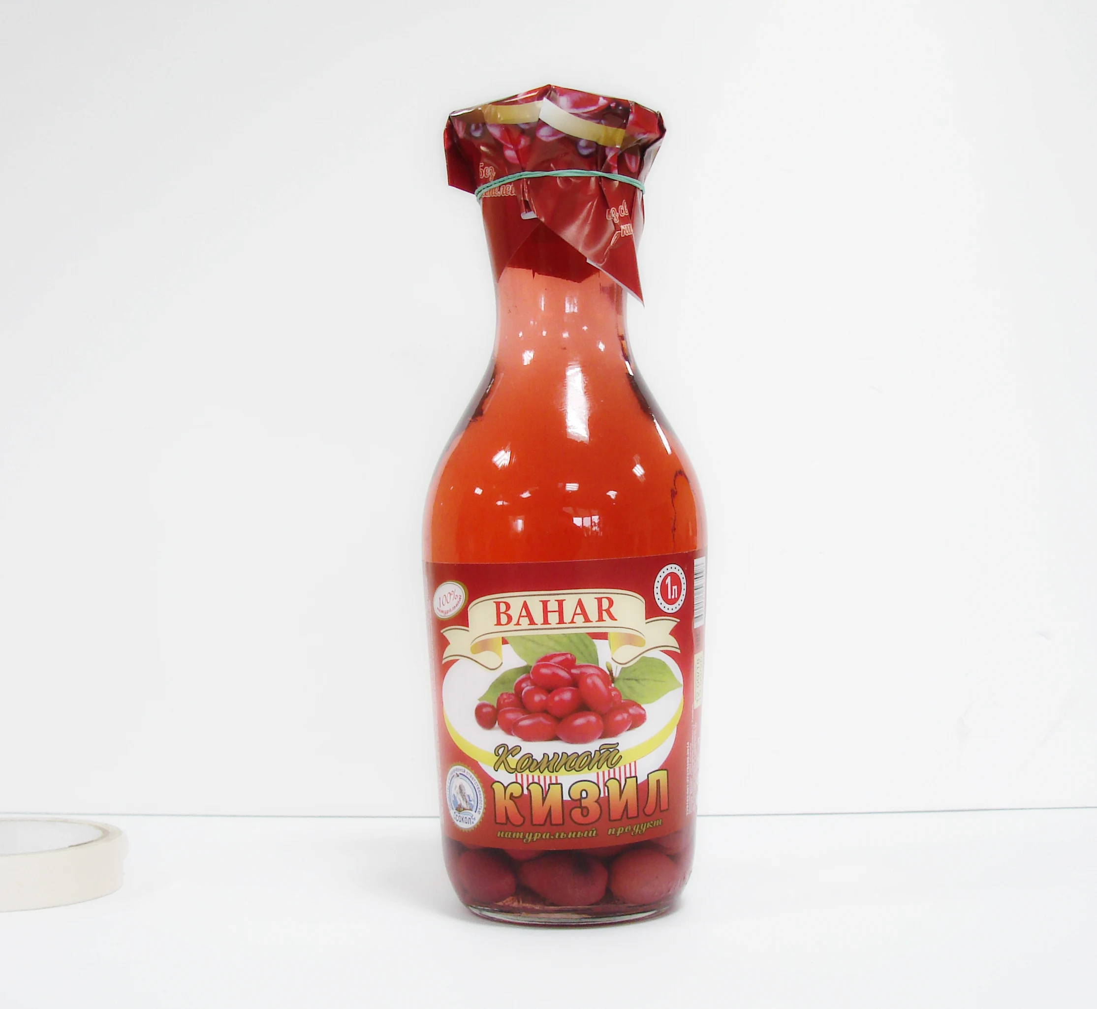 Natural Glass Bottle Dogwood Cornelian Cherry Berries Stewed Fruit Compote Juice