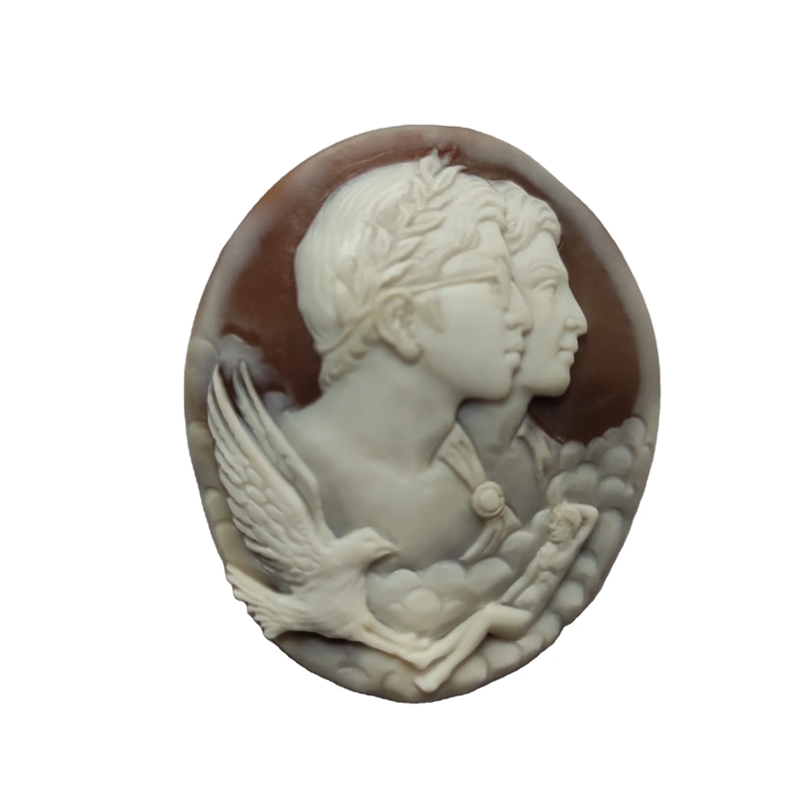 Custom Loose Handcarved Sardonyx Shell Cameo from photo hand made in Torre Del Greco Italy special request mythological motive