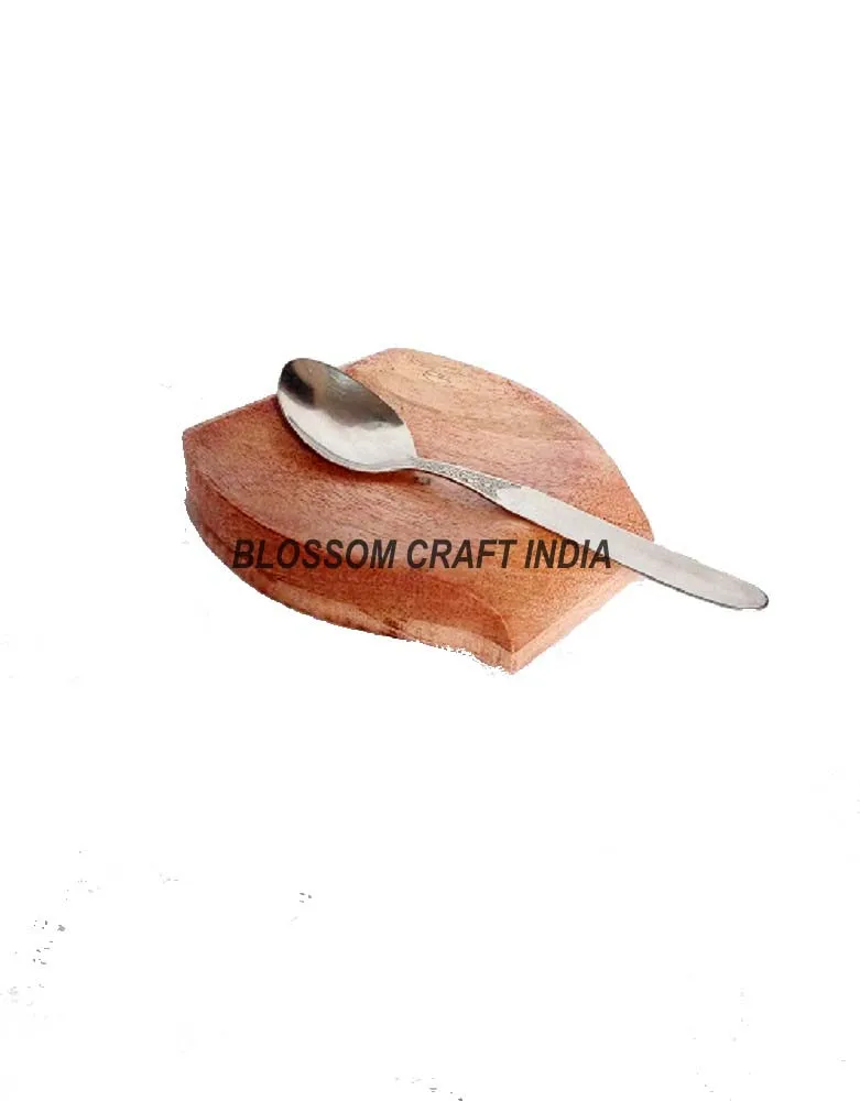 Handmade Natural Wooden Spoon rest made of Mango wood Ideal for Spoons Holding available at Best Price
