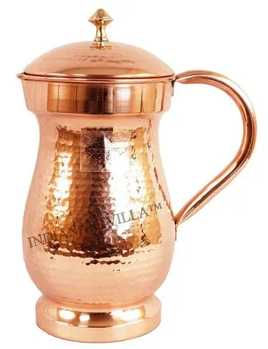SOLID COPPER BRASS Pitcher for Vodka Whisky Brandy Rum Copper Jug With Small Glasses Manufactured in India