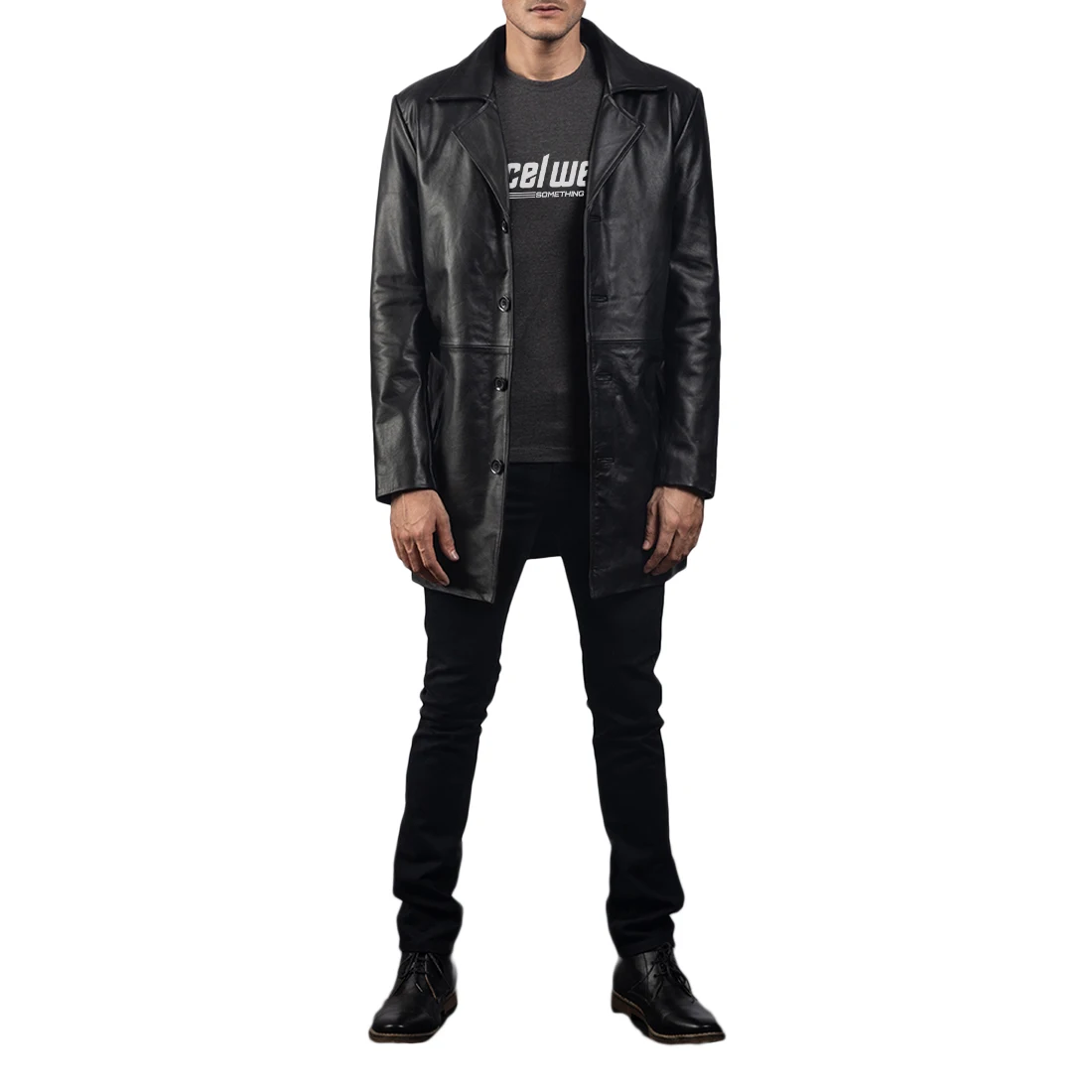 Hot Sale Genuine Cow Hide Leather Top Quality Men Long Trench Coat Fashion Leather Winter Trench Coat