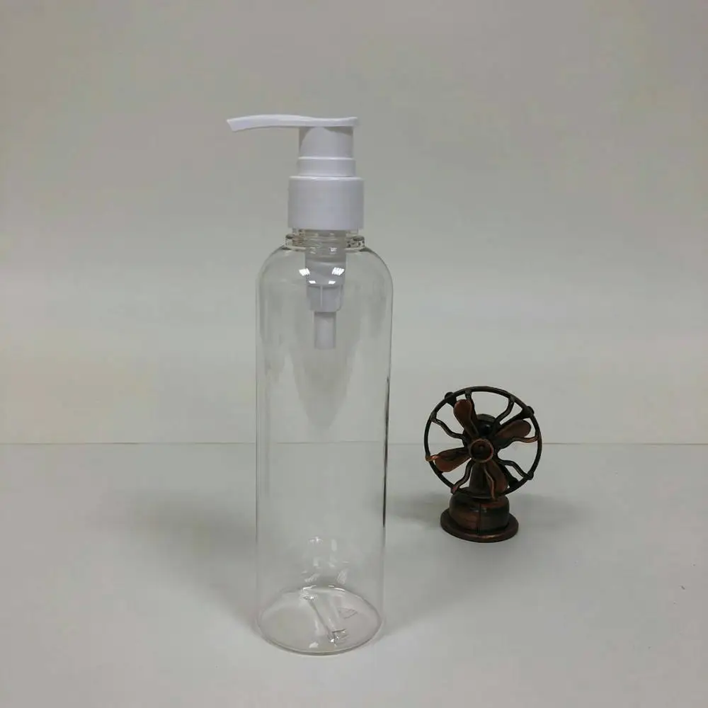 50ml~500ml clear cosmetic PETG skin care plastic round bottle with white pump
