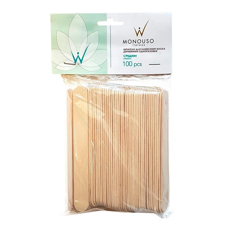 Wooden spatulas Medium size 100 pcs (size 10x114 mm) tool for applying warm and film waxes, depilate