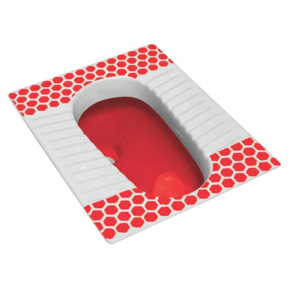 
Foshan factory Vistaar Brand ceramic squat toilet, siphon squatting pan Orissa Pan for sale in red double color design art 