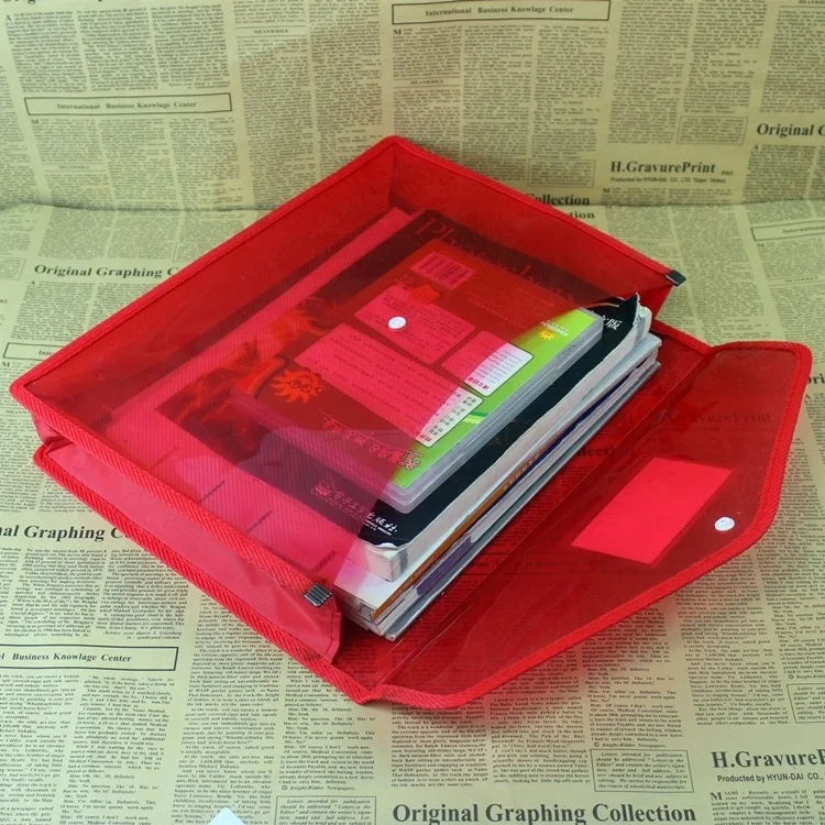 
Clear document folder with Snaps Buttons Plastic PP bag or PVC Zipper File Bag Envelope File Folder 