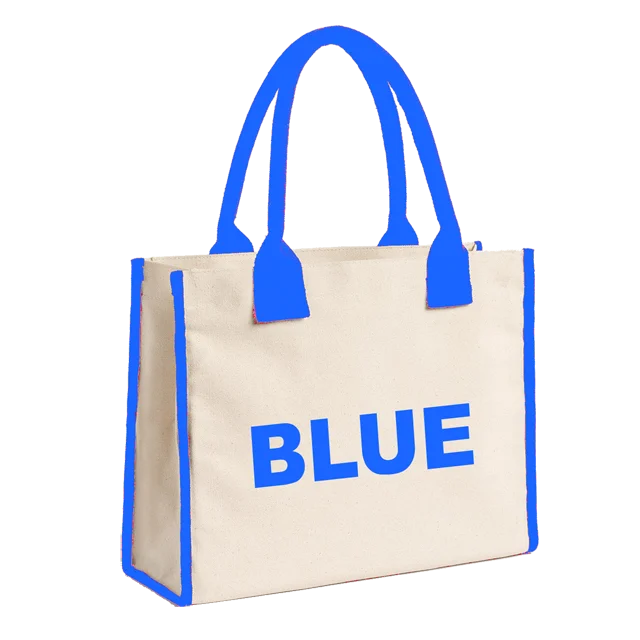 305 Gsm cotton canvas reusable printed tote shopping bags with custom logo and dyed webbing tape handle
