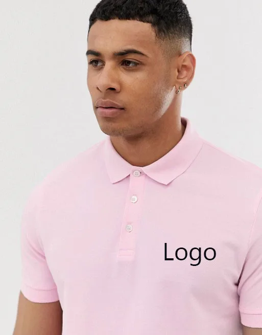 High Quality Pink Polo Shirt For Man Pique Cotton Poloshirt With Logo Uniform Polo shirt with custom logo and label printing