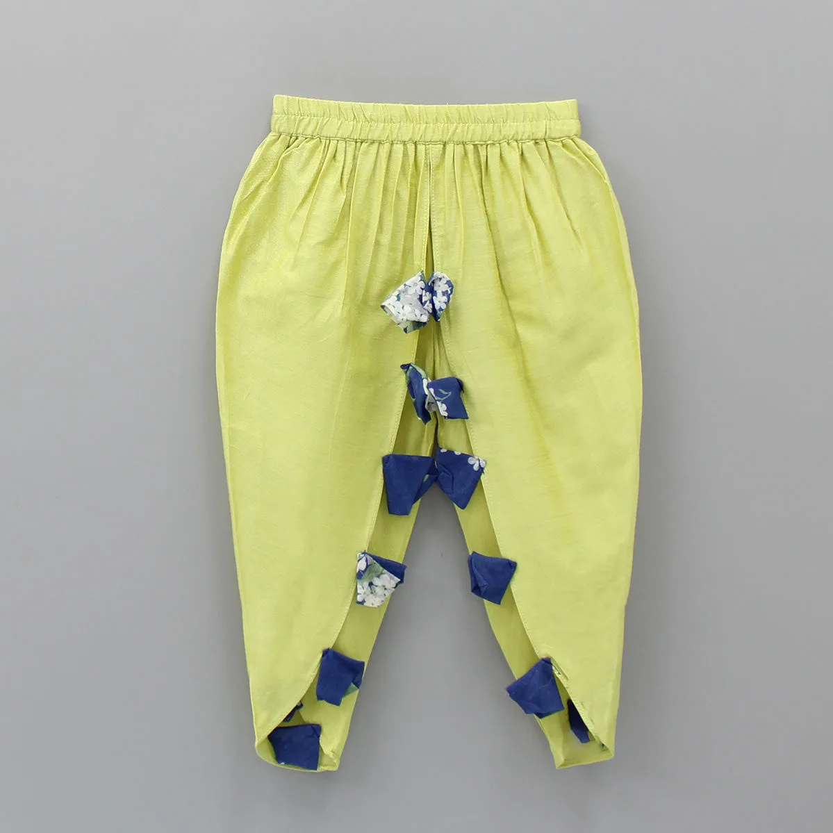 Lavish Fabric Girls Indian Patiala Punjabi Kids Wear Best Designer Fastening Printed Flared Cape Style Top With Tulip Dhoti