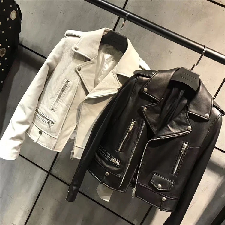 women genuine leather jacket ladies real sheepskin leather jacket