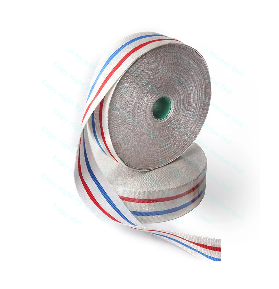 High quality red blue white ribbon striped 100% Polyester silk webbing material custom ceremonial medal ribbons