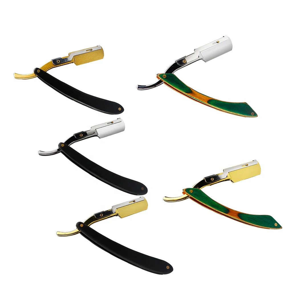 
Professional Folding Straight Razor Private Label Wooden Handle Classic Barber Straight Edge Razor Shaving Hair Shaver Razor 