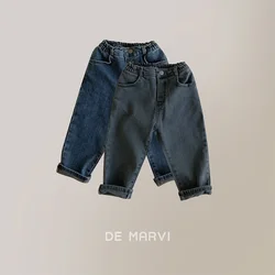 DE MARVI Kids Toddler Fleece Spandex Elastic Waist Denim pants Boys Girls Winter Jean Wholesale Korean Manufacturer MADE IN KORE