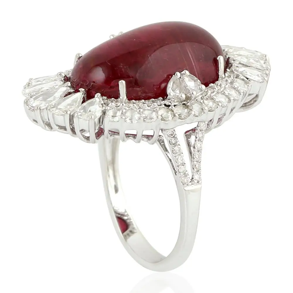 
Rubylite Gemstone Ring 18kt Gold Indian Diamond Wholesale Jewelry 