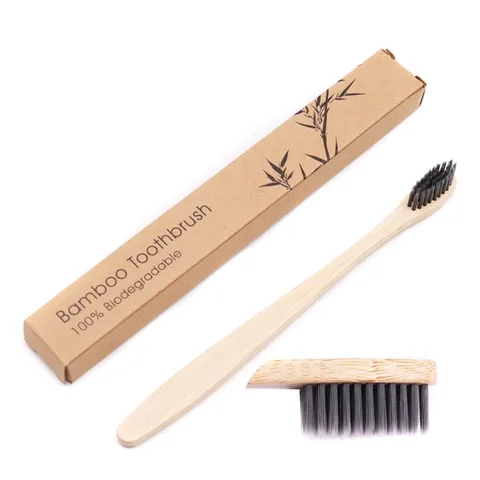 Soft bristle Nylon dupont 610 Free BPA 100% Biodegradable bamboo toothbrush custom logo best alternative Plastic Toothbrush