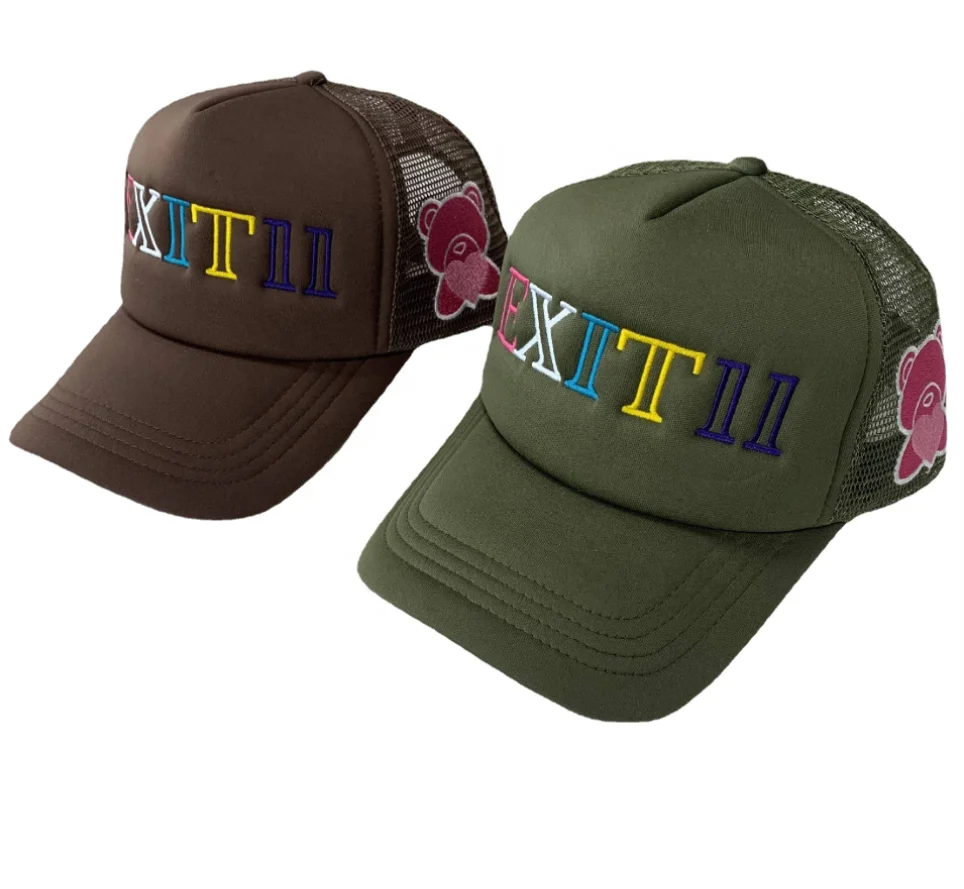 Customized high quality embroidered trucker hat screen printing trucker hat thermal transfer plain weave ordinary five-panel tru