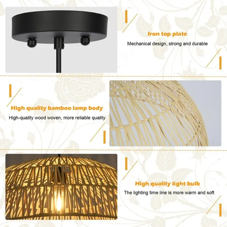 Best Price Antique Bamboo Lantern Chandelier Lighting Rattan Woven Natural Wooden Ceiling Chandelier